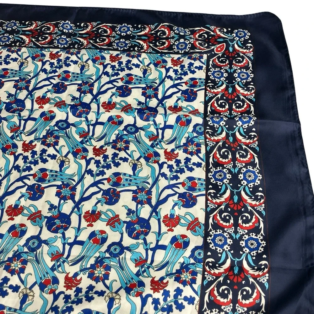 Ottoman Ipek Silk Scarf Wrap Floral Long Rectangle Old Money Luxury Preppy Chic